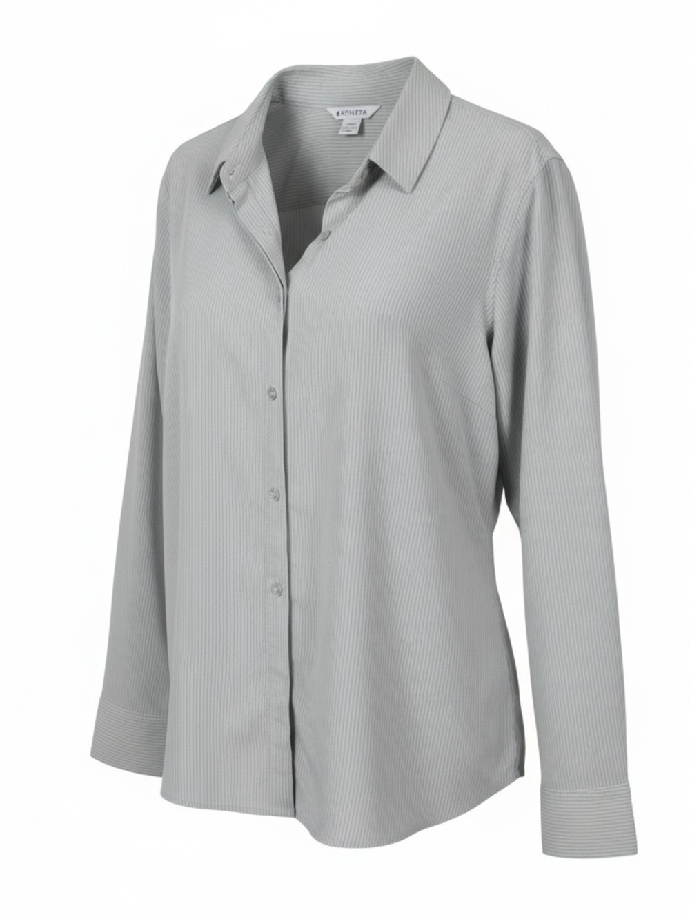 Athleta Light Gray Pinstripe Button-Up Shirt